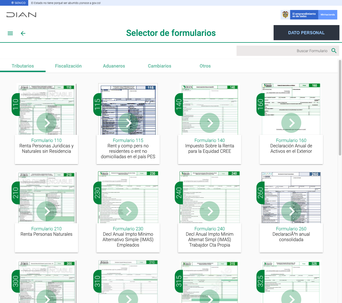 Selector de formularios